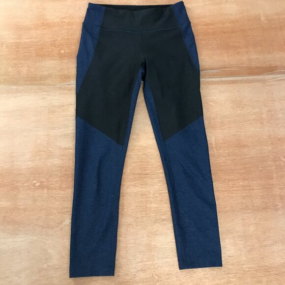 Outdoor Voices Legging Women S Blue Black Colorblock Mid Rise Hip Pocket Yoga - Picture 2 of 11